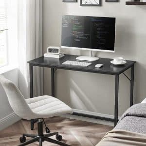 Lille skrivebord, til studie og soveværelse, 50 x 100 x 75 cm, sort metalramme