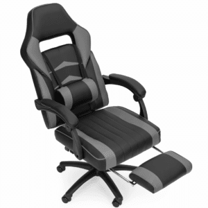 Gamerstol med fodstøtte sort og grå